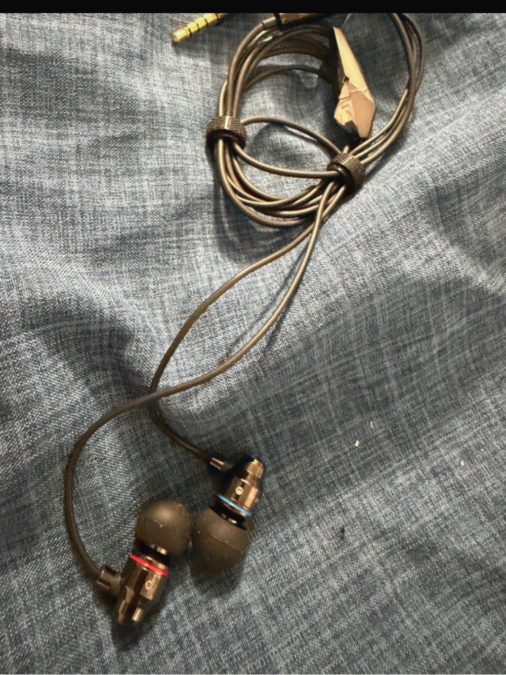 Wired In-Ear Earphones - Black with Blue & Red Accents